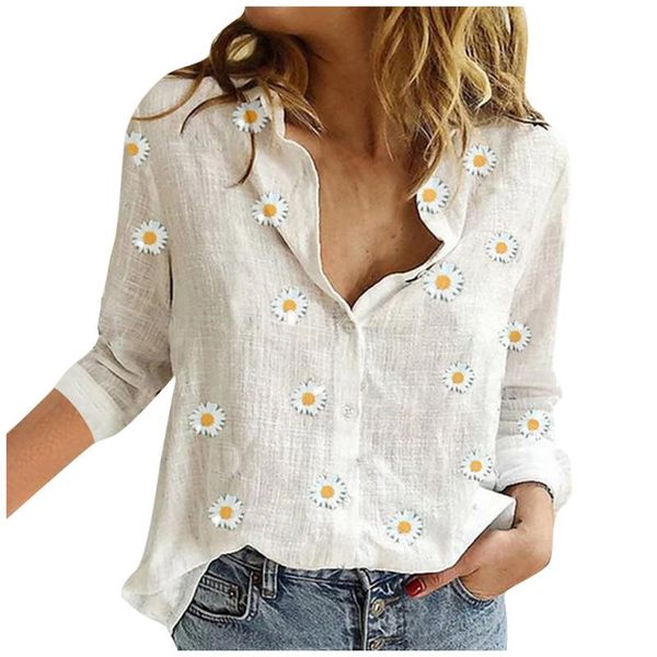 women's blouses & shirts chiffon fashion women daisy print v-neck long sleeves thin shirt blouse blusas mujer femininas, White
women's blouses & shirts chiffon fashion women daisy print v-neck long sleeves thin shirt blouse blusas mujer femininas, White