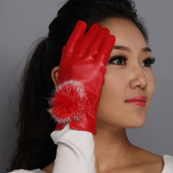gloves pu female winter korean rabbit hair ball cold proof and warm touch screen, Blue;gray
gloves pu female winter korean rabbit hair ball cold proof and warm touch screen, Blue;gray