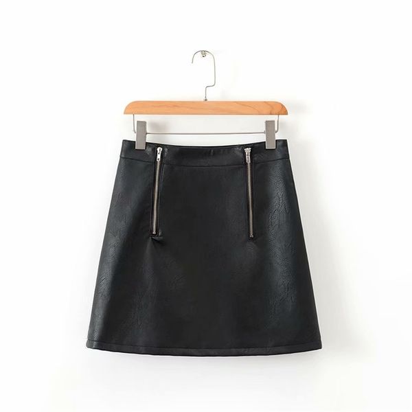 vintage woman black zipper leather skirts autumn winter fashion ladies soft pu skirt female casual a-line 210515
vintage woman black zipper leather skirts autumn winter fashion ladies soft pu skirt female casual a-line 210515