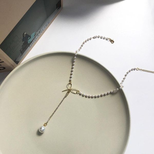 chains trendy bow pearl pendant necklace for women small imitate chain necklaces simple choker gifts jewelry, Silver
chains trendy bow pearl pendant necklace for women small imitate chain necklaces simple choker gifts jewelry, Silver
