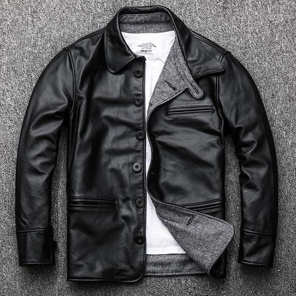 men's leather & faux may troupe, genuine head layer cowhide man affordable brake jacket lapel, Black
men's leather & faux may troupe, genuine head layer cowhide man affordable brake jacket lapel, Black