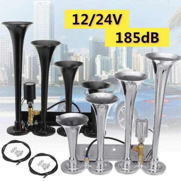 other auto electronics 185db loud 4/four trumpet air horn chrome /black 12v 24v for train car vehicle truck boat motorcycle
other auto electronics 185db loud 4/four trumpet air horn chrome /black 12v 24v for train car vehicle truck boat motorcycle