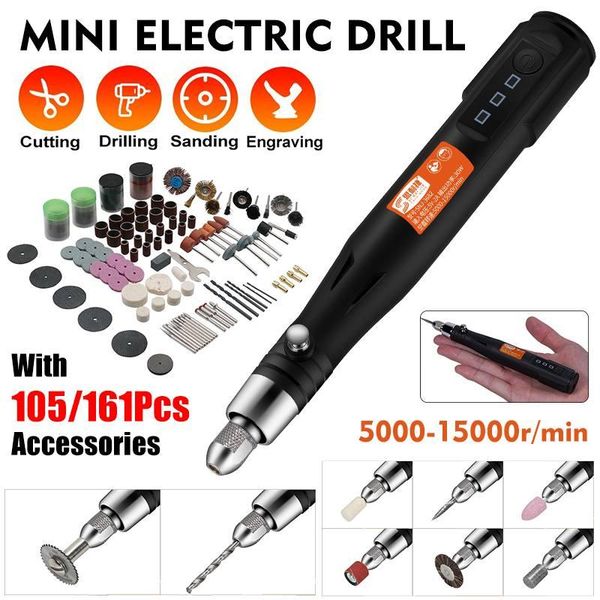 professiona electric drills 5000-15000rpm 3 speeds adjust grinder usb engraving pen cordless rotary tools 15000rpm with 105/161pcs accessori
professiona electric drills 5000-15000rpm 3 speeds adjust grinder usb engraving pen cordless rotary tools 15000rpm with 105/161pcs accessori