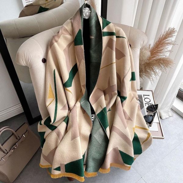 scarves 2021 winter scarf cashmere pashmina shawls and wraps design print blanket echarpe thick warm bufanda stoles, Blue;gray