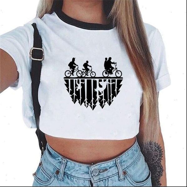 women t shirt stranger thing harajuku short sleeve ladies shirts cropped things letters printed tees mujer female, White
women t shirt stranger thing harajuku short sleeve ladies shirts cropped things letters printed tees mujer female, White