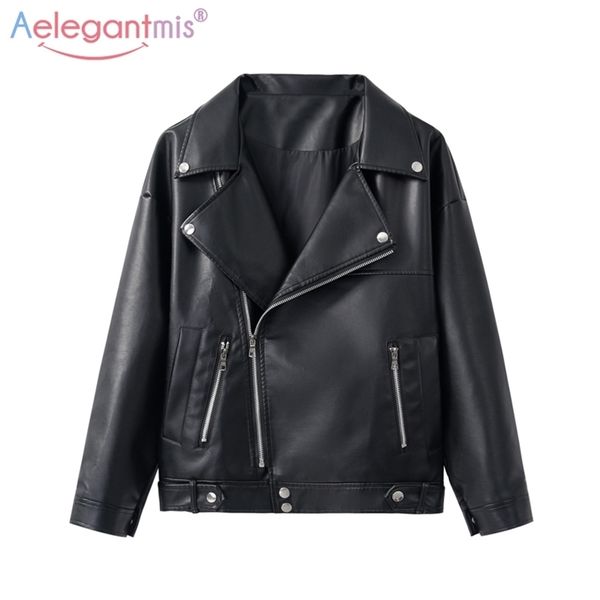 aelegantmis loose pu faux leather jacket women classic moto biker jacket autumn winter lady basic coat plus size outerwear 210916, Black
aelegantmis loose pu faux leather jacket women classic moto biker jacket autumn winter lady basic coat plus size outerwear 210916, Black