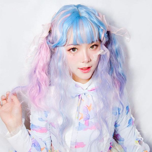 synthetic wigs talangharajuku soft sister lolita wig pink and blue color candy dreamy fluffy natural heat-resistant fiber hair, Black
synthetic wigs talangharajuku soft sister lolita wig pink and blue color candy dreamy fluffy natural heat-resistant fiber hair, Black