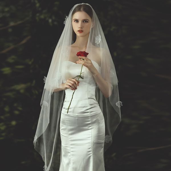 v732 elegant white waltz length marriage veil long organza flower cut edge single layer lawn church long wedding bridal headdress, Black
v732 elegant white waltz length marriage veil long organza flower cut edge single layer lawn church long wedding bridal headdress, Black