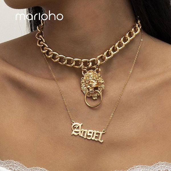 fashion angel letter lion pendant necklace for women punk hip-hop exaggerated metal choker multi-layer jewelry necklaces, Silver
fashion angel letter lion pendant necklace for women punk hip-hop exaggerated metal choker multi-layer jewelry necklaces, Silver
