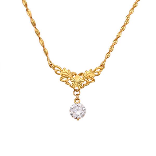 xuping gold 24k white rhintone elegant style necklace for women, Silver 
xuping gold 24k white rhintone elegant style necklace for women, Silver