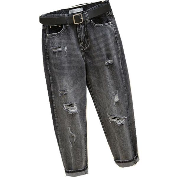 women's jeans high waist pants women bf spring autumn large size loose harem female hole denim trousers oversize r163, Blue
women's jeans high waist pants women bf spring autumn large size loose harem female hole denim trousers oversize r163, Blue