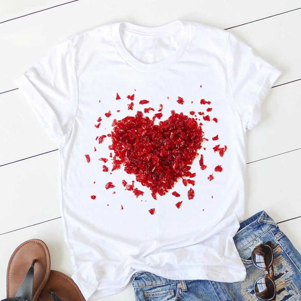 women's t-shirt heart flower pink graphic casual short-sleeved cartoon t-shirt harajuku female x0527, White
women's t-shirt heart flower pink graphic casual short-sleeved cartoon t-shirt harajuku female x0527, White