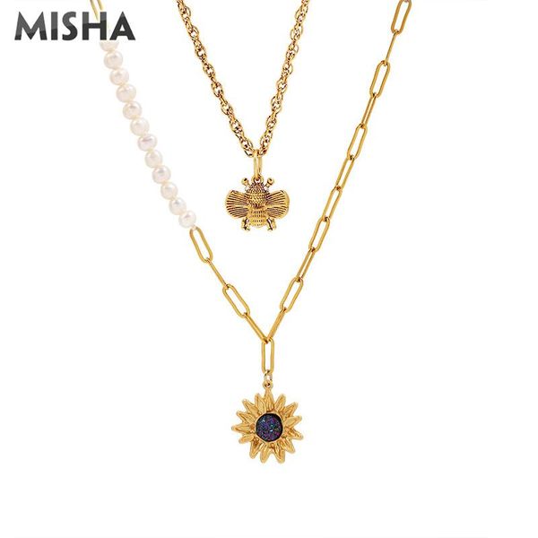 pendant necklaces misha necklace for women sunflower bee design charms pearl jewelry ladies party wedding gift, Silver
pendant necklaces misha necklace for women sunflower bee design charms pearl jewelry ladies party wedding gift, Silver
