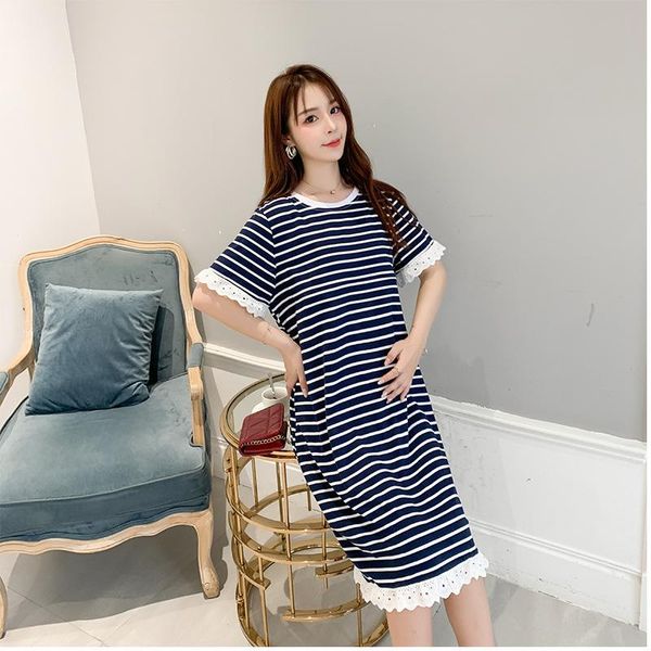 maternity dresses clothes woman round neck stripe short sleeve breast-feeding summer fashion pregnant nursing dress robe, White 
maternity dresses clothes woman round neck stripe short sleeve breast-feeding summer fashion pregnant nursing dress robe, White