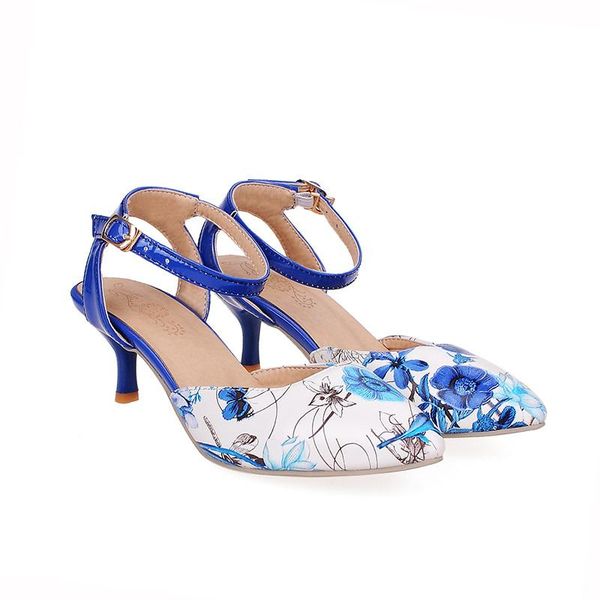 pointed toe 3d print ankle strap kitten heels black blue white office ladies sandals women shoes
pointed toe 3d print ankle strap kitten heels black blue white office ladies sandals women shoes