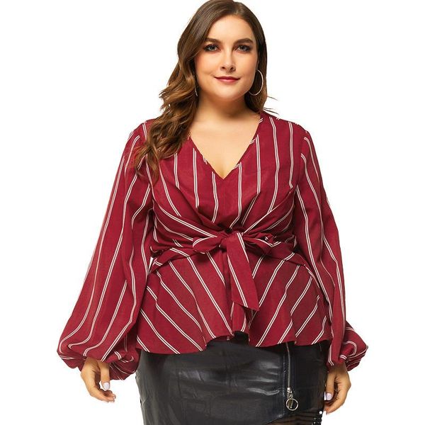 women's 2021 autumn blouses long-sleeved v-neck bow slim plus size blouse red stripe womens and & shirts, White
women's 2021 autumn blouses long-sleeved v-neck bow slim plus size blouse red stripe womens and & shirts, White