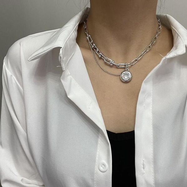 pendant necklaces european and american personality stitching double zircon necklace fashion trend men women clavicle chain, Silver
pendant necklaces european and american personality stitching double zircon necklace fashion trend men women clavicle chain, Silver