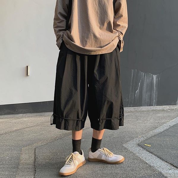 men elastic waist adjustable casual pant leg hem male streetwear hip hop japan korea style loose wide calf length pants flat men's, Black
men elastic waist adjustable casual pant leg hem male streetwear hip hop japan korea style loose wide calf length pants flat men's, Black