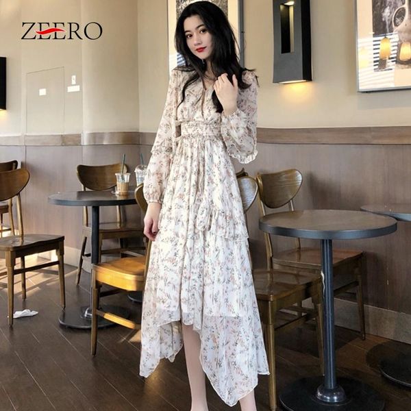 casual dresses 2021 autumn women print long sleeve v neck dress elegant female vintage asymmetrical ruffles party vestidos, Black;gray 
casual dresses 2021 autumn women print long sleeve v neck dress elegant female vintage asymmetrical ruffles party vestidos, Black;gray