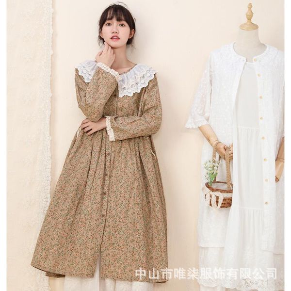 casual dresses spring autumn mori girl lace ruffle collar floral print dress loose japan style cotton and linen long sleeve, Black;gray
casual dresses spring autumn mori girl lace ruffle collar floral print dress loose japan style cotton and linen long sleeve, Black;gray