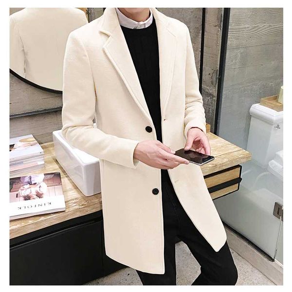 men's wool & blends korean slim mid length woolen windbreaker wear thick coat suit collar overcoat, Black
men's wool & blends korean slim mid length woolen windbreaker wear thick coat suit collar overcoat, Black