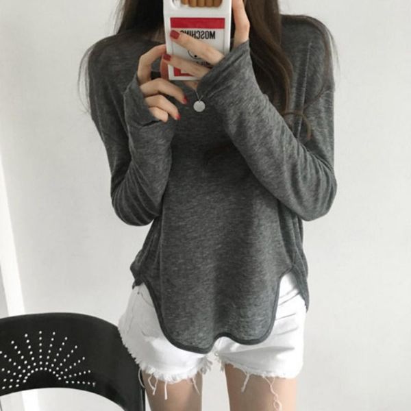 autumn t shirt front-short back-long thin soft and versatile o-neck solid full sleeves casual women t-shirts women's t-shirt, White
autumn t shirt front-short back-long thin soft and versatile o-neck solid full sleeves casual women t-shirts women's t-shirt, White