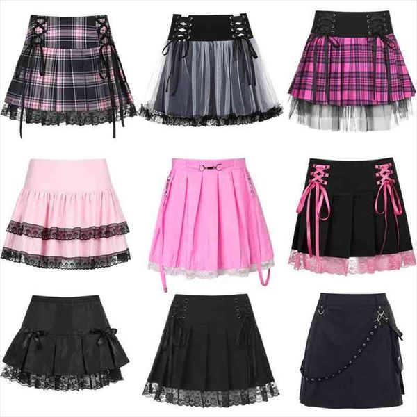 e-girl gothic lace mini pleated skirt women punk y2k aesthetic high waist a-line short skirt 90s vintage harajuku streetwear, Black
e-girl gothic lace mini pleated skirt women punk y2k aesthetic high waist a-line short skirt 90s vintage harajuku streetwear, Black