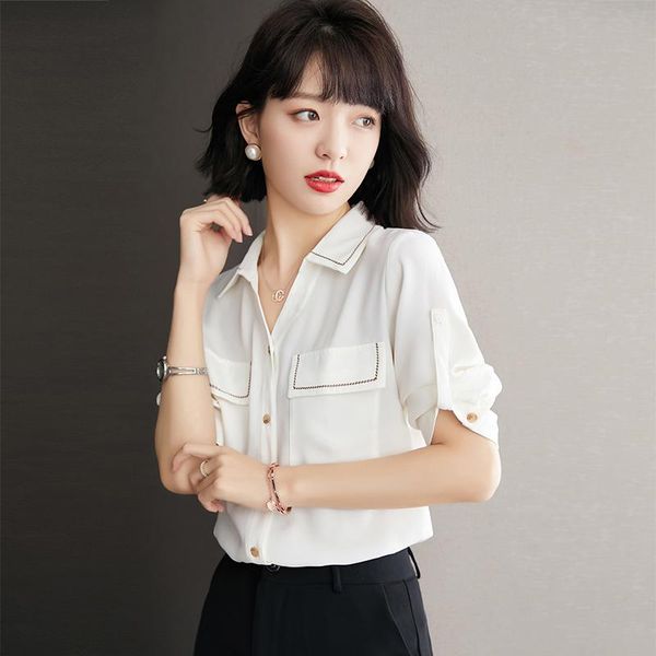 women's blouses & shirts fashion vintage womens and 2021 summer half sleeve office lady white chiffon pockets ropa de mujer
women's blouses & shirts fashion vintage womens and 2021 summer half sleeve office lady white chiffon pockets ropa de mujer