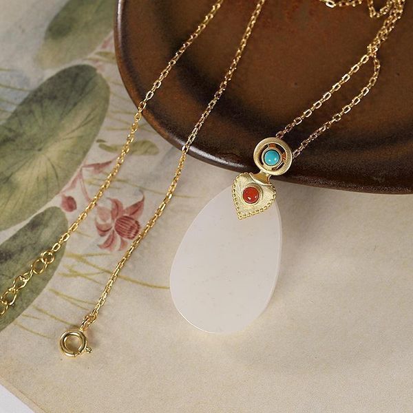 chains hml& silver inlaid natural hetian white jade pulp pendant necklace chinese style retro charm light luxury women's jewelry
chains hml& silver inlaid natural hetian white jade pulp pendant necklace chinese style retro charm light luxury women's jewelry