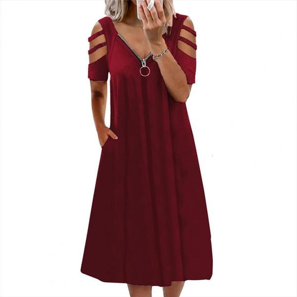sales chic zipper v neck women dress pocket solid color hollow out pockets midi for party, Black;gray
sales chic zipper v neck women dress pocket solid color hollow out pockets midi for party, Black;gray