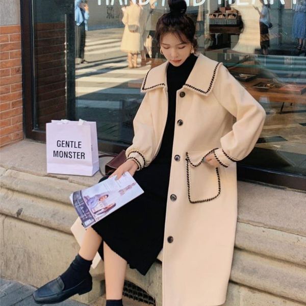 women's wool & blends women coat button patchwork pocket slim fashion chic female autumn and winter coats puff sleeve woolen, Black
women's wool & blends women coat button patchwork pocket slim fashion chic female autumn and winter coats puff sleeve woolen, Black