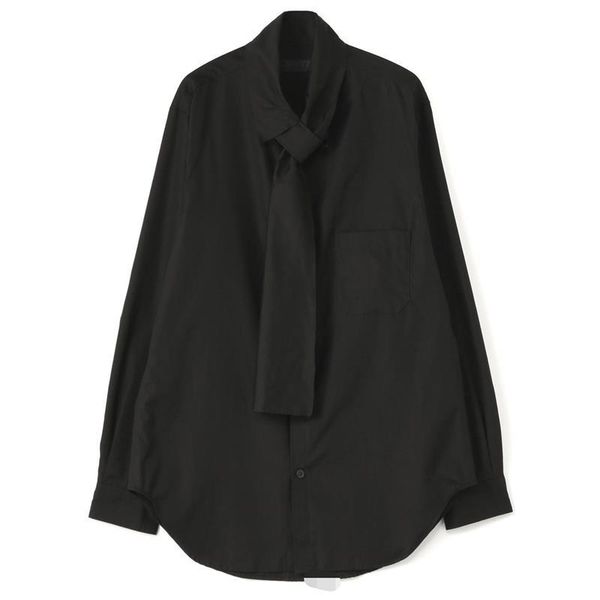 men's casual shirts spring and autumn neckline tie design long sleeve shirt black gentleman's pocket, White;black
men's casual shirts spring and autumn neckline tie design long sleeve shirt black gentleman's pocket, White;black