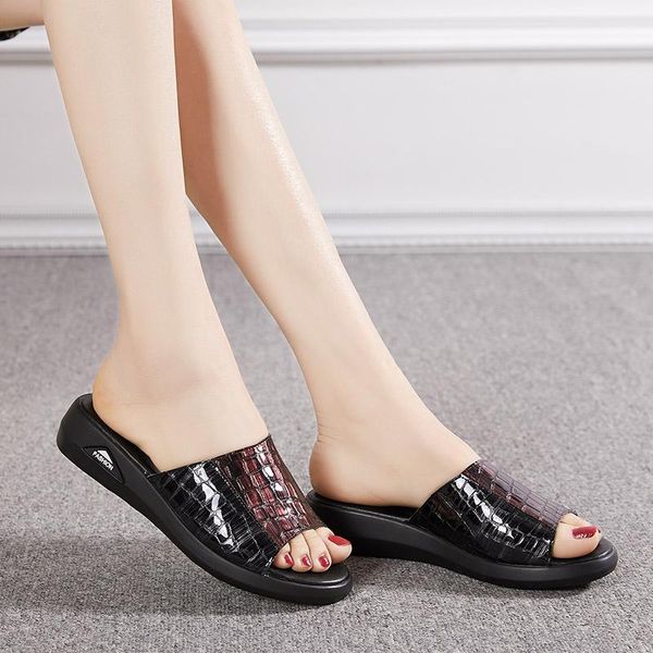 slippers summer female mother shoes comfortable leather, soft bottom womens large size 41 sandals, Black
slippers summer female mother shoes comfortable leather, soft bottom womens large size 41 sandals, Black