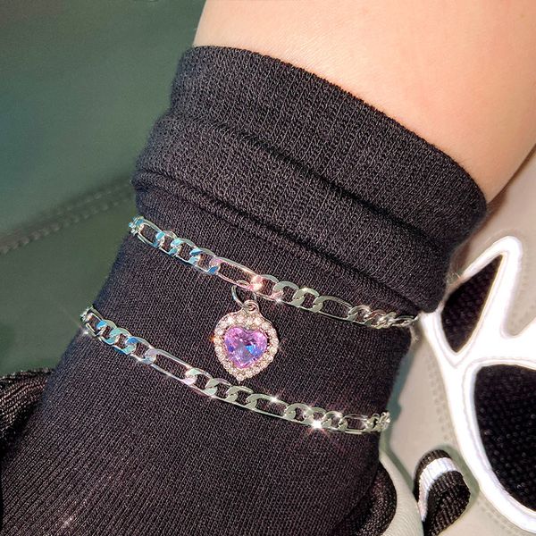 2pcs/set heart crystal copper chain anklet girls silver color 2021 summer beach leg bracelet female fashion jewelry, Red;blue
2pcs/set heart crystal copper chain anklet girls silver color 2021 summer beach leg bracelet female fashion jewelry, Red;blue