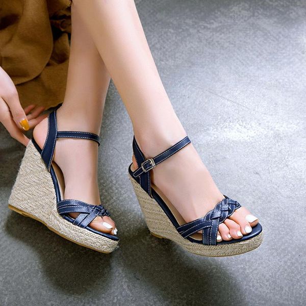 dress shoes women sandals retro platform high heels wedges for plus size summer zapatos mujer#g2, Black 
dress shoes women sandals retro platform high heels wedges for plus size summer zapatos mujer#g2, Black