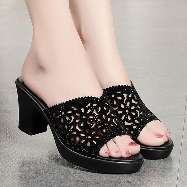 slippers women's outer wear high heels 2021 summer style carved open-toe black sandals and
slippers women's outer wear high heels 2021 summer style carved open-toe black sandals and