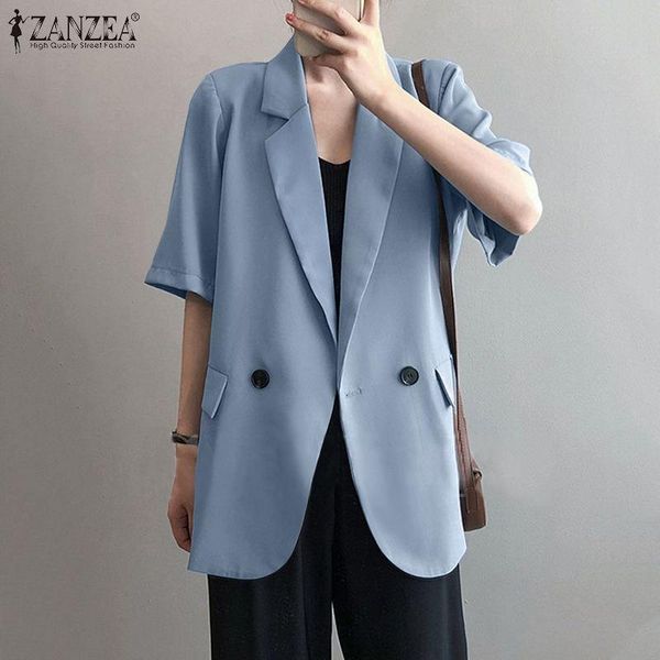 women's suits & blazers women summer coats zanzea 2021 casual short sleeve blazer fashion single button outwears female solid overcoats, White;black
women's suits & blazers women summer coats zanzea 2021 casual short sleeve blazer fashion single button outwears female solid overcoats, White;black