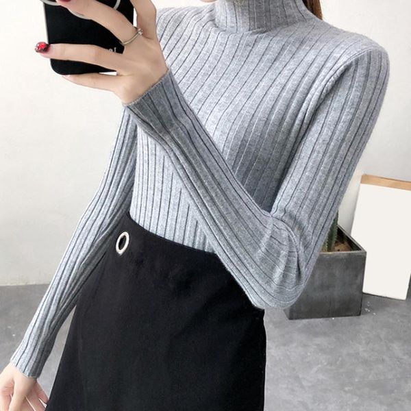 kwomen sweater turtleneck casual knitted all match solid color pullover ladies streetwear women's sweaters, White;black
kwomen sweater turtleneck casual knitted all match solid color pullover ladies streetwear women's sweaters, White;black