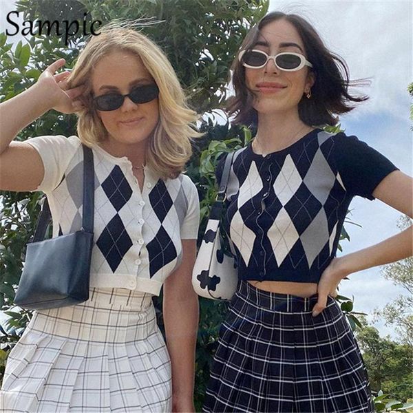women's t-shirt sampic 2021 summer y2k women knitwear short sleeve sweat cropped t shirt skinny plaid basic korean preppy style tees, White
women's t-shirt sampic 2021 summer y2k women knitwear short sleeve sweat cropped t shirt skinny plaid basic korean preppy style tees, White