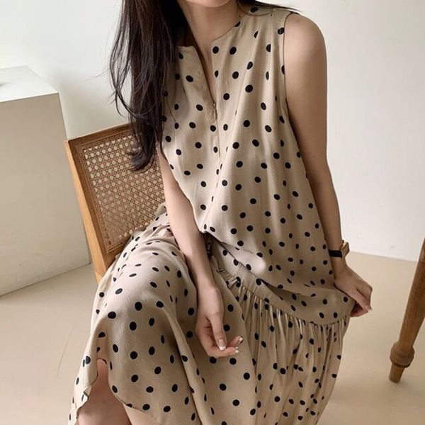 dot dress for women 2021 summer fashion sleeveless dresses korean elegant casual clothing mid-calf loose comfortable, Black;gray
dot dress for women 2021 summer fashion sleeveless dresses korean elegant casual clothing mid-calf loose comfortable, Black;gray