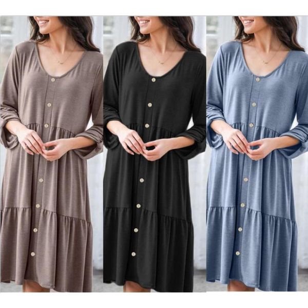 casual dresses 2021 autumn and winter women's v-neck long-sleeved button loose knee-length pullover splicing dress vestidos de mujer, Black;gray
casual dresses 2021 autumn and winter women's v-neck long-sleeved button loose knee-length pullover splicing dress vestidos de mujer, Black;gray