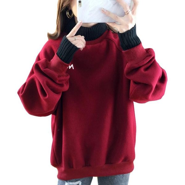 women's hoodies & sweatshirts 2021 autumn and winter long-sleeved women hoodie loose korean version plus velvet thick high collar fake, Black
women's hoodies & sweatshirts 2021 autumn and winter long-sleeved women hoodie loose korean version plus velvet thick high collar fake, Black
