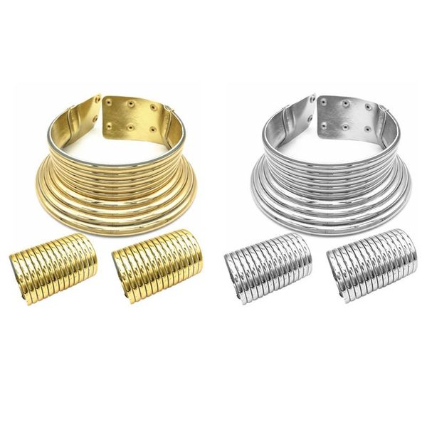 earrings & necklace african jewelry sets exaggerated choker two-hand bracelet women wedding party set, Silver
earrings & necklace african jewelry sets exaggerated choker two-hand bracelet women wedding party set, Silver