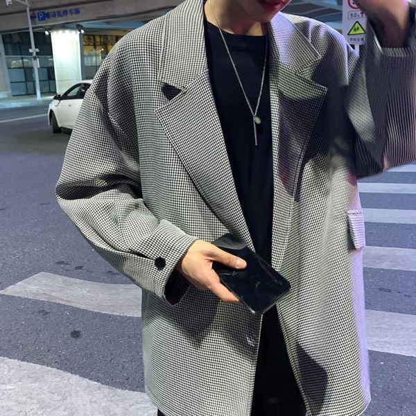 men's suits & blazers autumn plaid blazer men's fashion business society mens suit jacket korean loose casual dress men office form, White;black
men's suits & blazers autumn plaid blazer men's fashion business society mens suit jacket korean loose casual dress men office form, White;black