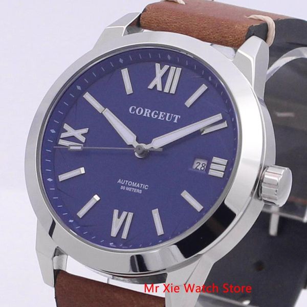 wristwatches corgeut 41mm blue dial luminous mens automatic mechanical watch waterproof calendar sapphire leather strap wristwatch men, Slivery;brown
wristwatches corgeut 41mm blue dial luminous mens automatic mechanical watch waterproof calendar sapphire leather strap wristwatch men, Slivery;brown