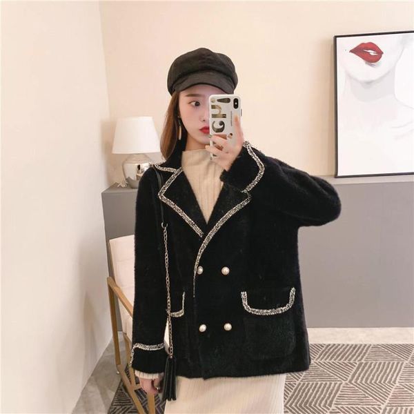 autumn korean winter thick warm woolen coat sweet full sleeve turn-down collar loose short cashmere coats s women's wool & blends, Black
autumn korean winter thick warm woolen coat sweet full sleeve turn-down collar loose short cashmere coats s women's wool & blends, Black