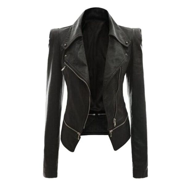 women autumn zipeer soft leather jacket turn-down collar casual pu motorcycle black punk outerwear, Black;brown
women autumn zipeer soft leather jacket turn-down collar casual pu motorcycle black punk outerwear, Black;brown