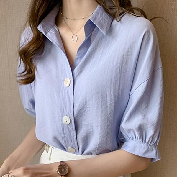 women's blouses & shirts lantern sleeve drop-shoulder button loose basic all-match casual girls 2021 sweet summer solid ladies, White
women's blouses & shirts lantern sleeve drop-shoulder button loose basic all-match casual girls 2021 sweet summer solid ladies, White