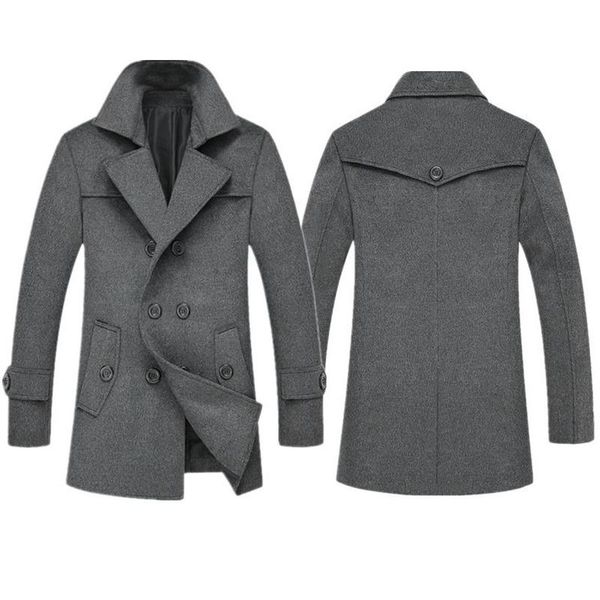men's wool & blends plus size autumn winter mens woolen coat casual turn-down collar single breasted trench coats for men, Black
men's wool & blends plus size autumn winter mens woolen coat casual turn-down collar single breasted trench coats for men, Black