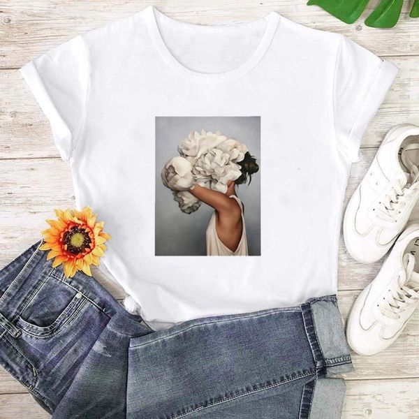 women's t-shirt ladies harajuku aesthetics collar print t shirt flowers feather short sleeve & tees fashion casual, White
women's t-shirt ladies harajuku aesthetics collar print t shirt flowers feather short sleeve & tees fashion casual, White